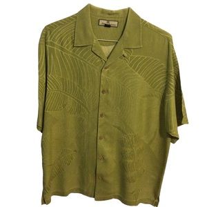 Tommy Bahama Silk Hawaiian Chartreuse Button Up Shirt